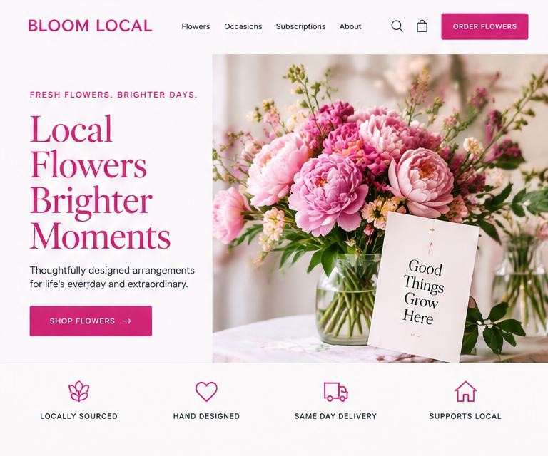Bloom Local — Small businesses & startups demo website concept